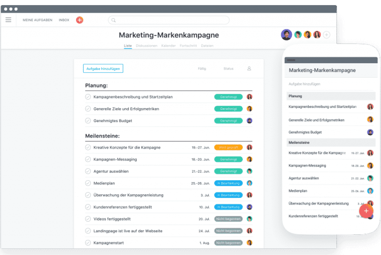 Asana Screenshot Projektmanagement