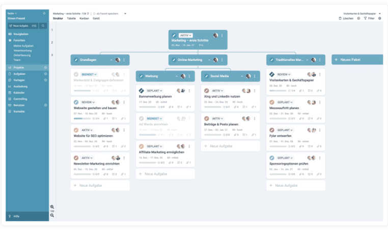 Factro Screenshot Projektmanagement