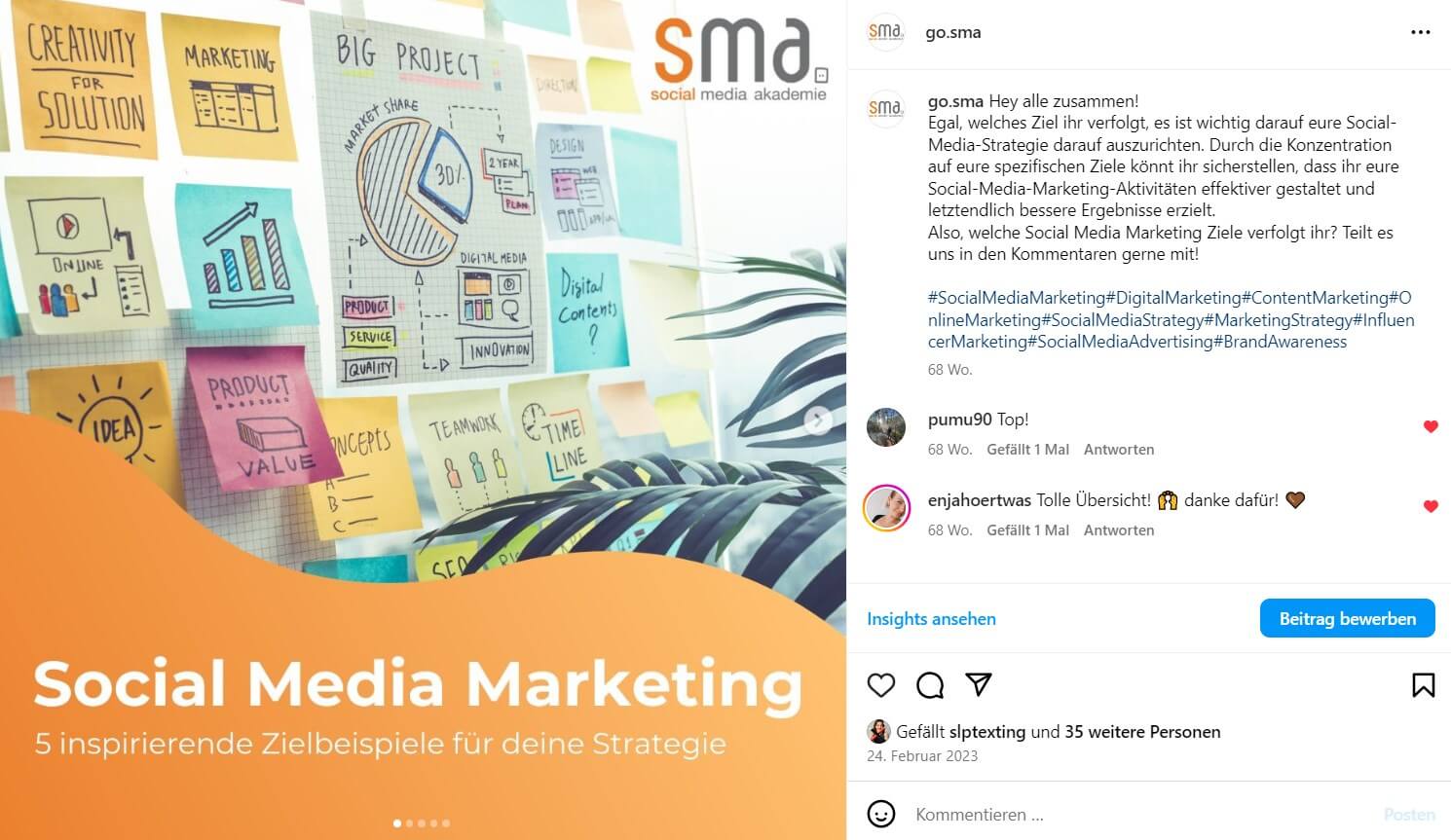 Instagram Strategie - Instagram Posting der SMA zum Thema Social Media Marketing