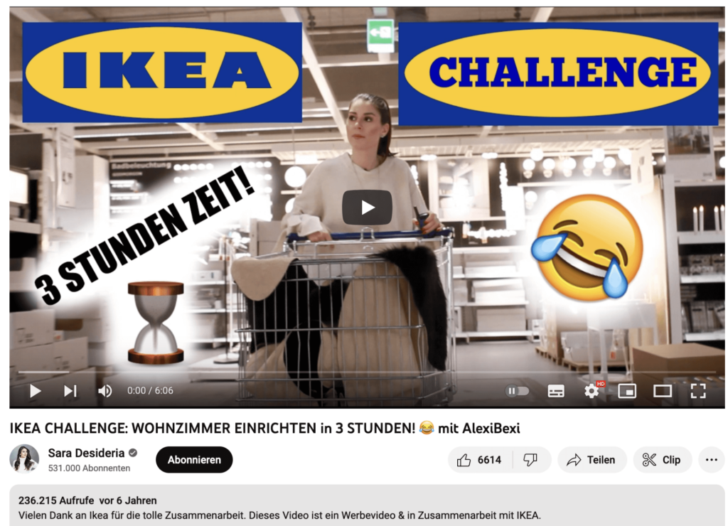 Ikea Challenge Youtube Video - Instagram Marketing