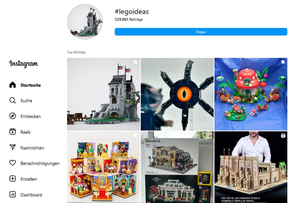 Mehr als eine halbe Million Beiträge unter #legoideas bei Instagram - UGC Marketing