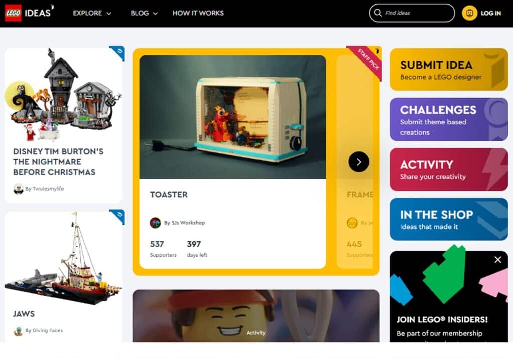 Webseite der LEGO Ideas - UGC Marketing